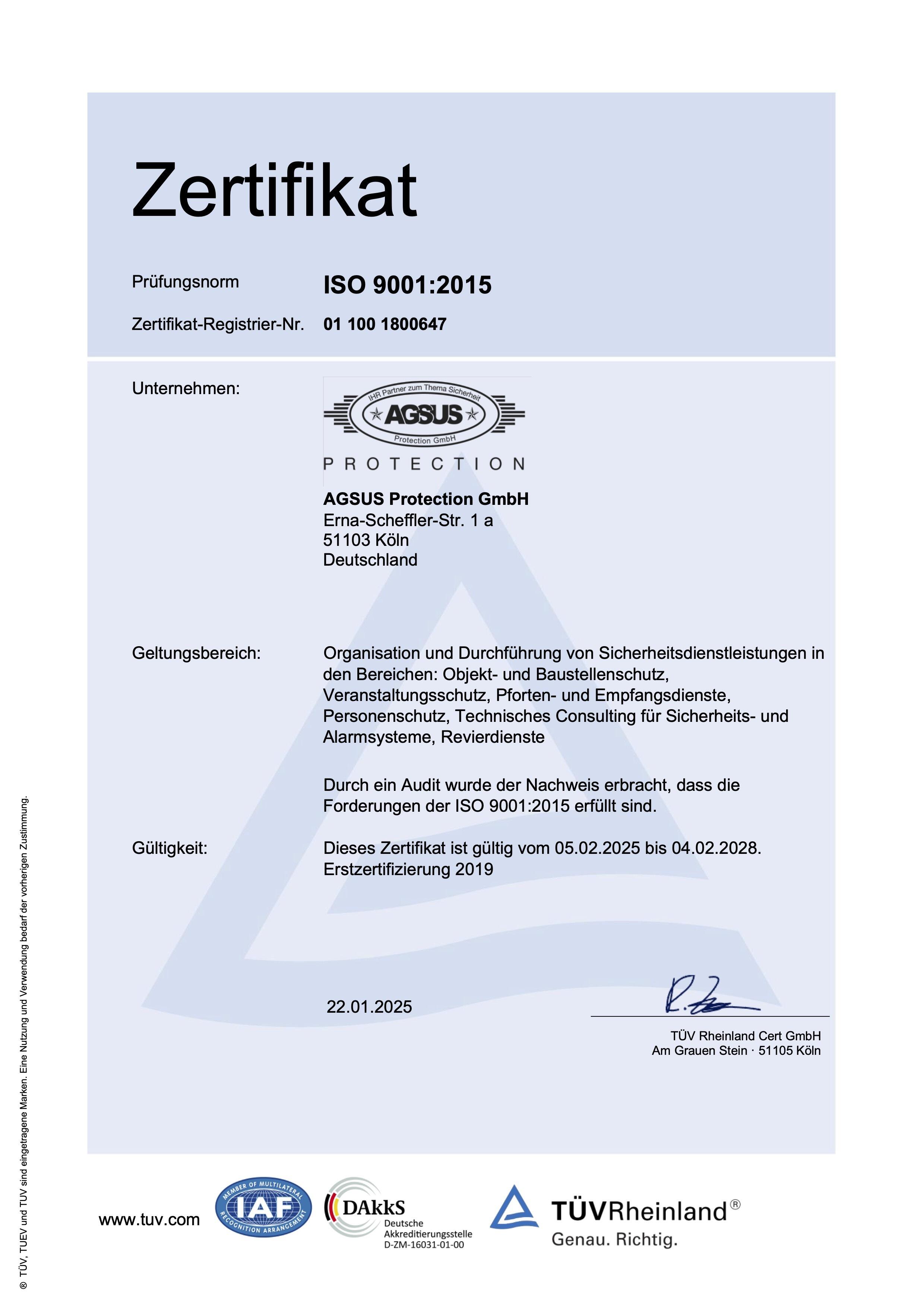 Zertifikat ISO 9001
